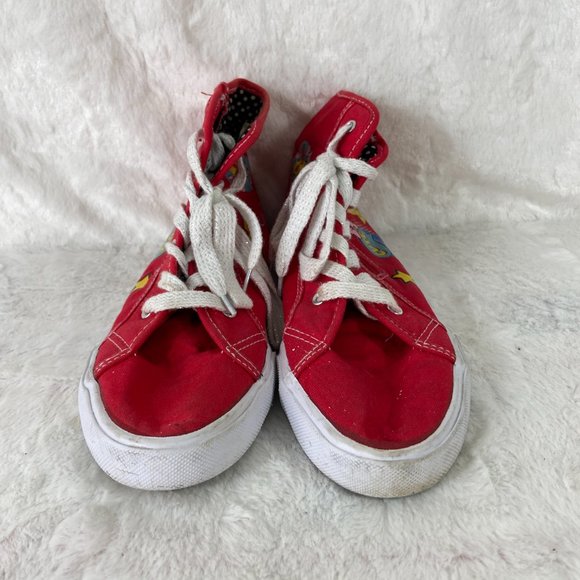 Disney Youth Minnie Mouse Red High Top Lace Up Zip Up Graphic Canvas Sneakers 5 - Picture 3 of 10